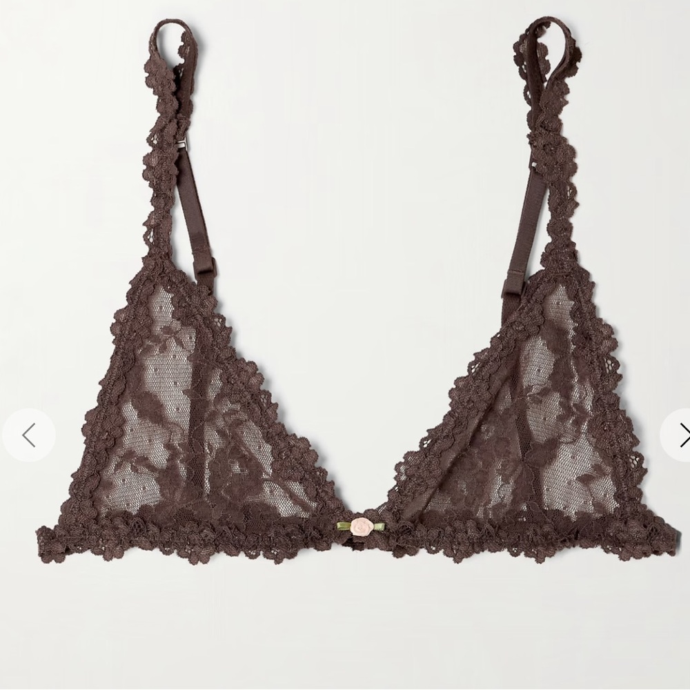SKIMS Stretch Lace Triangle Bralette - Espresso